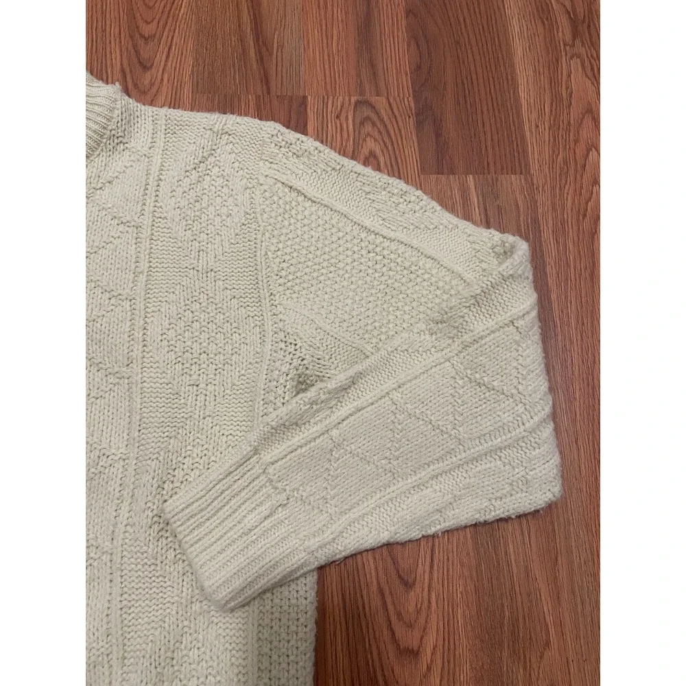 Lahmar Sweater Mens Small Fisherman Knit Cream Aran Cable Wool Blend